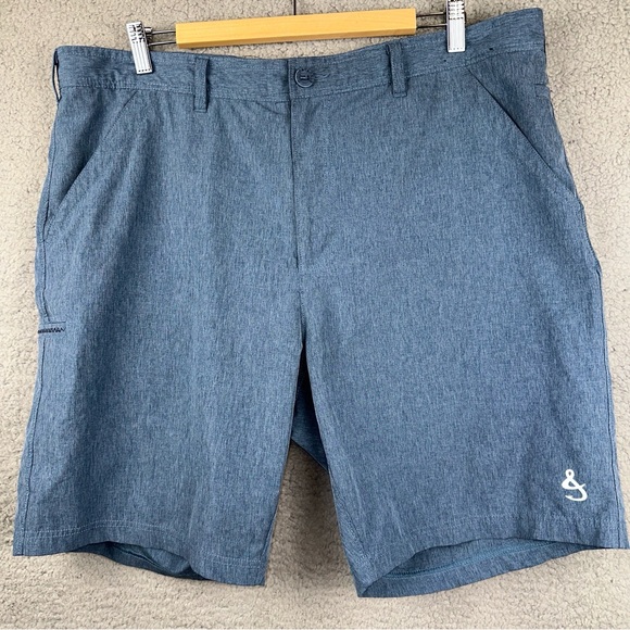 Hook & Tackle Men's Shorts Blue 38 Performance Outfitters Hi-Tide Hybrid Fishing - Picture 2 of 13